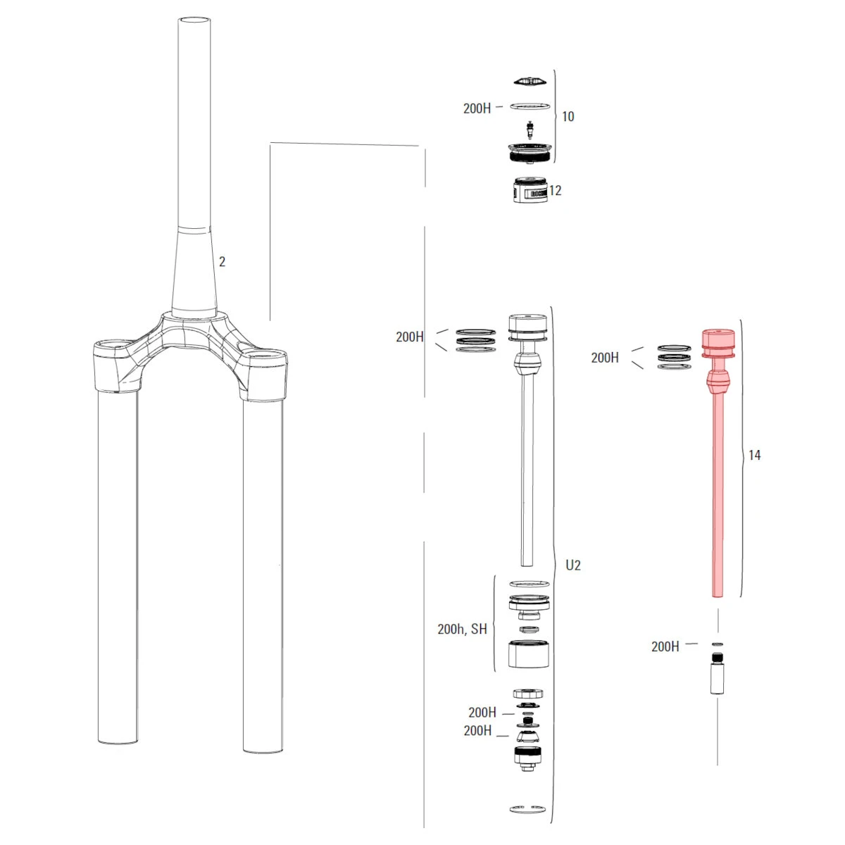 RockShox Debon Air+ Spring Shaft - For 160mm ZEB A2+ - 11.4018.111.024 2 RockShox Debon Air+ Spring Shaft - For 160mm ZEB A2+ - 11.4018.111.024 - Image 2