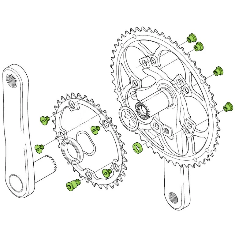 Campagnolo® Campagnolo FC-SR100 / FCAT300 Chainring Bolts Set 2 Campagnolo® Campagnolo FC-SR100 / FCAT300 Chainring Bolts Set - Image 2