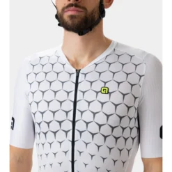 ALE Alé R-EV1 Hive Short Sleeve Skinsuit - White -Bike Sale Shop ale r ev1 hive short sleeve skinsuit white 12 1458241