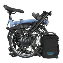 Brompton Electric C Line Explore - 6-Speed - High Bar - Telescopic Seatpost - 16" Electric Folding Bike - 2023 - Cloud Blue -Bike Sale Shop electric c line explore 6 speed high bar extended seatpost cloud blue 4 1452446 1