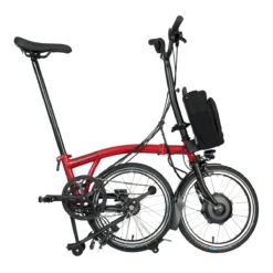 Brompton Electric C Line Explore - 6-Speed - High Bar - Telescopic Seatpost - 16" Electric Folding Bike - 2023 - House Red Matt -Bike Sale Shop electric c line explore 6 speed high bar extended seatpost house red 3 1452400 1