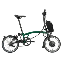 Brompton Electric C Line Explore - 6-Speed - Mid Bar - Standard Seatpost - 16" Electric Folding Bike - 2023 - Racing Green