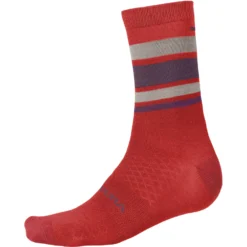Endura BaaBaa Merino Stripe Socks Medium - Pomegranate
