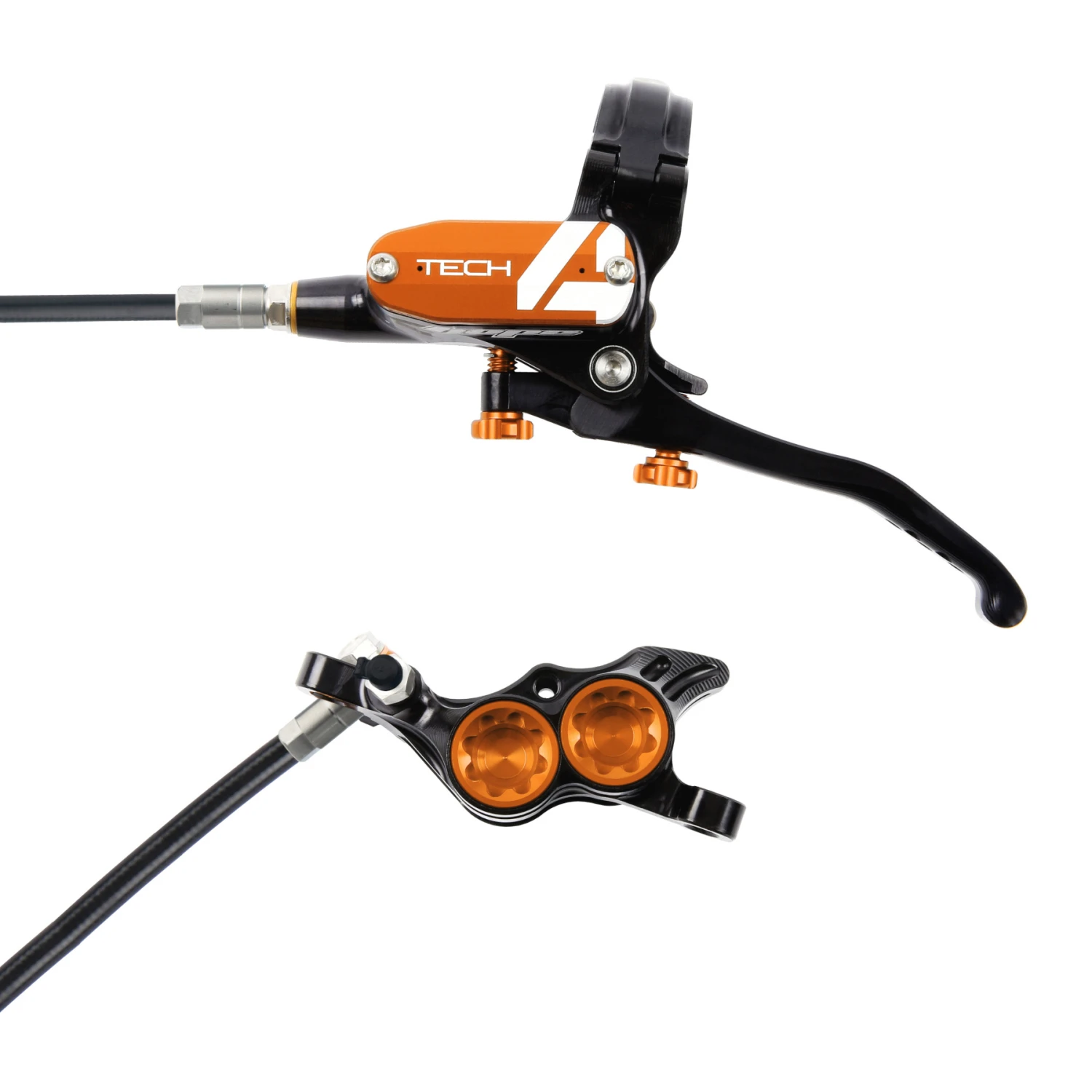 Hope Tech 4 E4 Disc Brake - Black/orange - Lever Right 1 Hope Tech 4 E4 Disc Brake - Black/orange - Lever Right