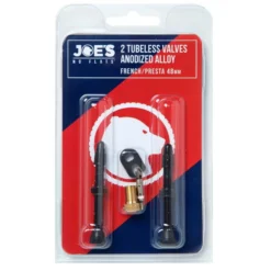 Joe's No Flats Tubeless Anodize Alloy French/Presta Valves (2 Pieces) - 48 Mm - Black