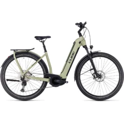 CUBE KATHMANDU HYBRID SLX 750 - Easy Entry Electric Touring Bike - 2023 - Green / Olive