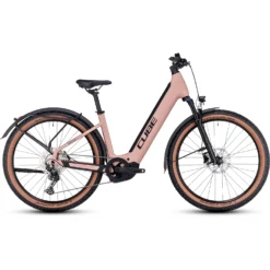 CUBE REACTION HYBRID Pro 625 Allroad - 27.5" Easy Entry Electric Mountain Bike - 2023 - Blushrose / Silver