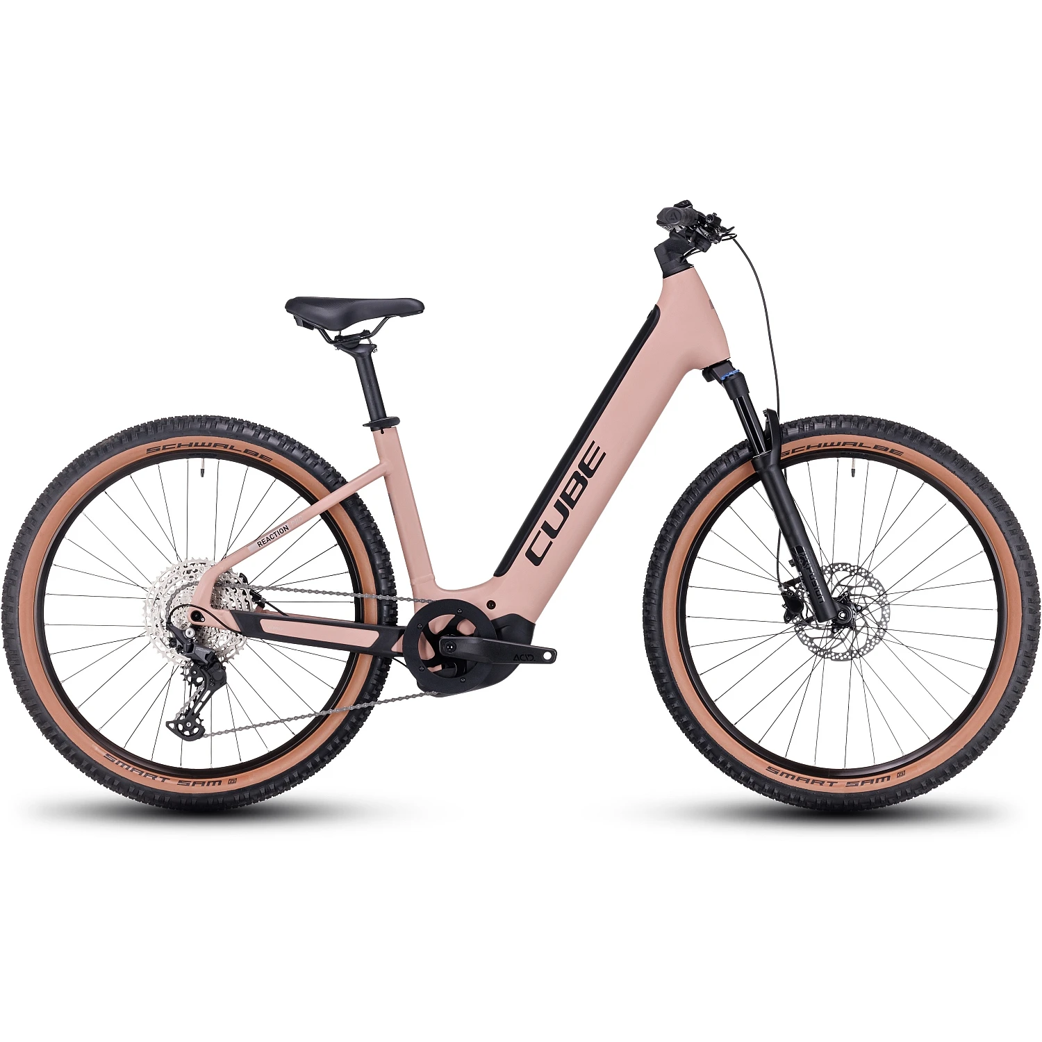 CUBE REACTION HYBRID Pro 750 - 27.5" Easy Entry Electric Mountain Bike - 2023 - Blushrose / Silver 1 CUBE REACTION HYBRID Pro 750 - 27.5" Easy Entry Electric Mountain Bike - 2023 - Blushrose / Silver