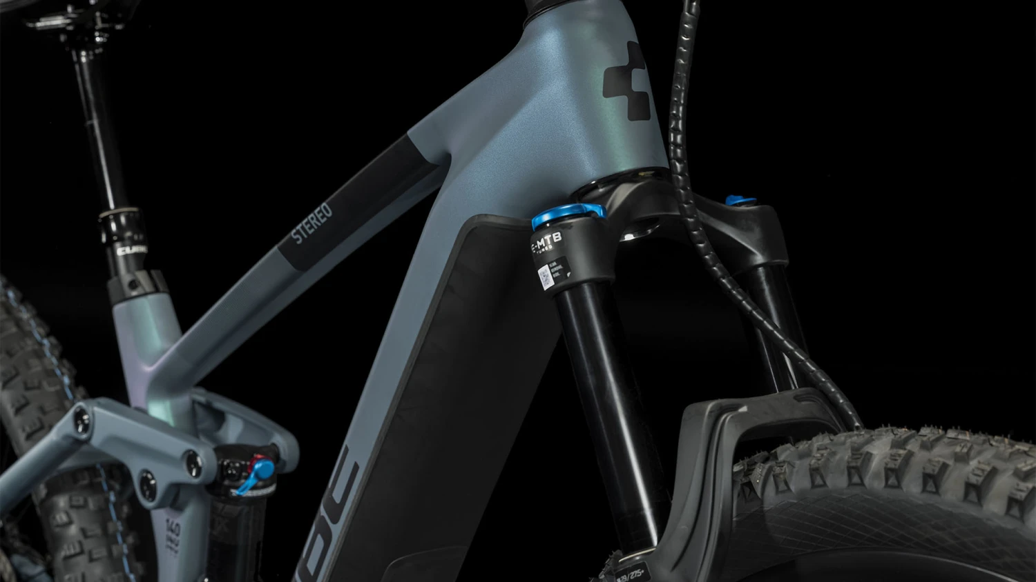 CUBE STEREO HYBRID 140 HPC ABS 750 - Carbon Electric Mountainbike - 2023 - Smaragdgrey / Blue 6 CUBE STEREO HYBRID 140 HPC ABS 750 - Carbon Electric Mountainbike - 2023 - Smaragdgrey / Blue - Image 6